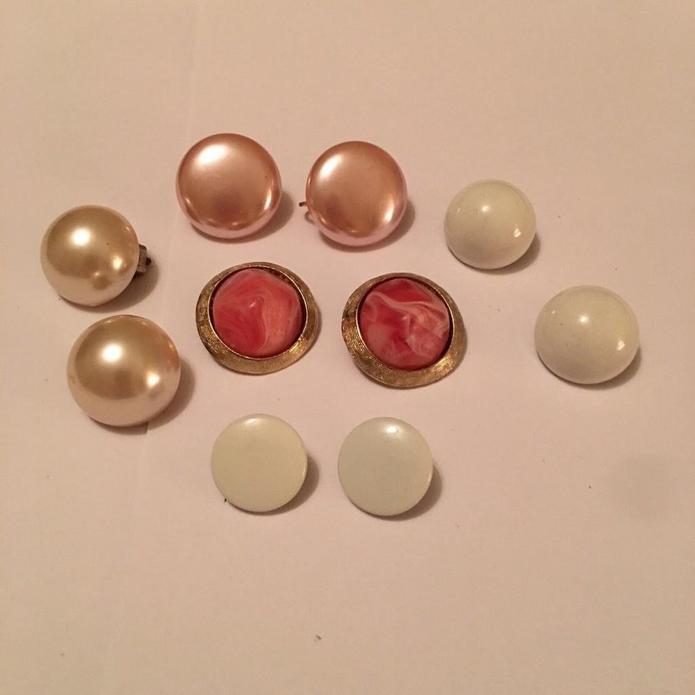 Lot Of 5 Costume Earrings Vintage - Modern • Clip On Variety